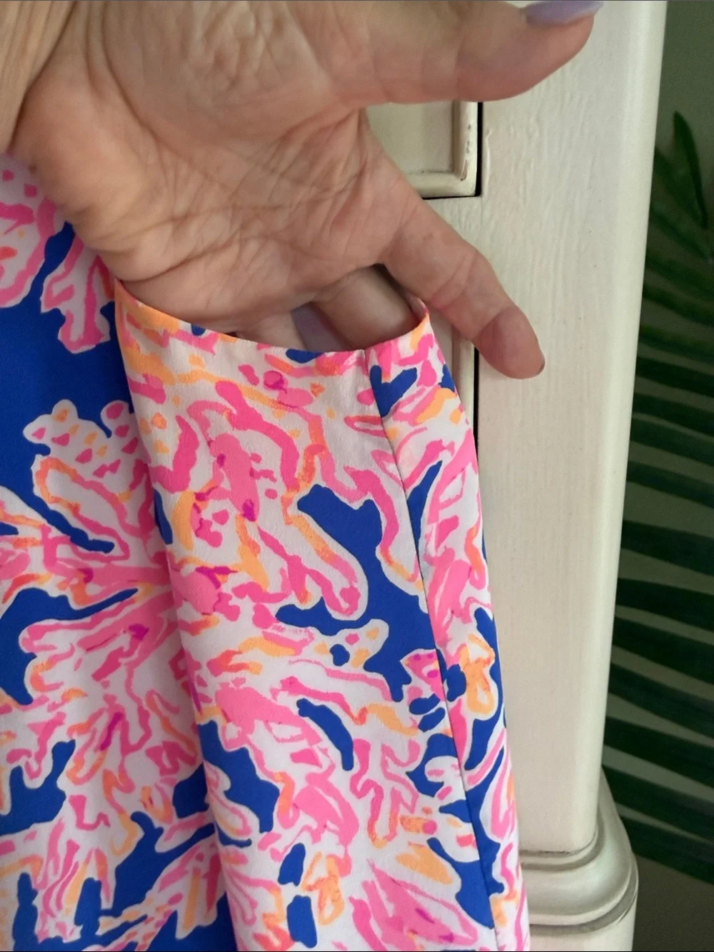 Lilly Pulitzer Jackie Silk Blue Dress with Pink Coral Print size M